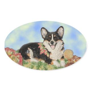 Tri-color Corgi in Fall Foliage Stickers