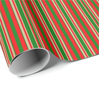 Tri-Color Stripes in Christmas Red, Green & Gold
