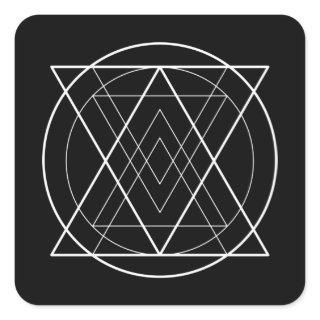 Triangles inside circle sacred geometry square sticker