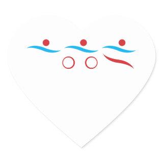 Triathlon modern cool logo heart sticker