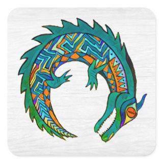Tribal Alligator Art Square Sticker