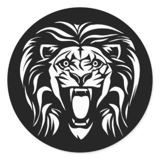 Tribal Art Roaring Lion Classic Round Sticker