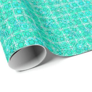 Tribal Batik - aqua and turquoise with white