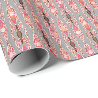 Tribal Batik - Coral Pink and Silver Grey