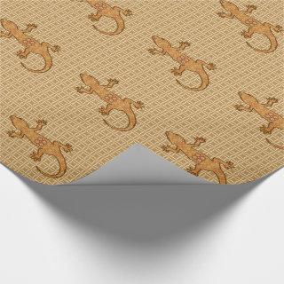 Tribal batik Gecko - rust, amber and tan