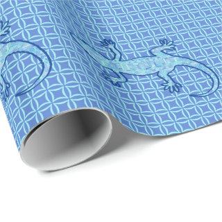 Tribal batik Gecko - soft denim blue