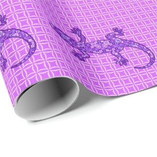 Tribal batik Gecko - violet and amethyst purple