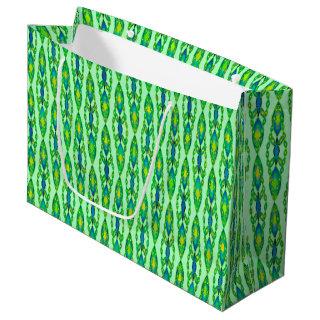 Tribal Batik - Mint, Emerald Green and Blue Large Gift Bag