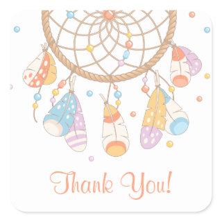 Tribal Dreamcatcher Boho Thank You Square Sticker