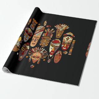 Tribal mask ethnic set, sketch