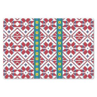 Tribal red, blue, and white star geometric pattern tissue paper