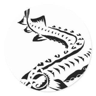 Tribal Sturgeon - Huso Beluga Classic Round Sticker