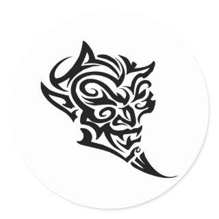 Tribal Tattoo Devil Face Satan Classic Round Sticker