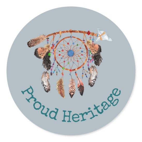 Tribute to Native American Indian, Dreamcatcher Classic Round Sticker