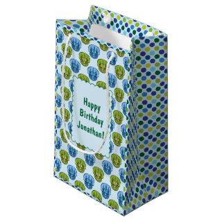 Triceratops Blue and Green Cute Dinosaur Pattern Small Gift Bag