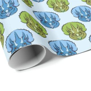 Triceratops Blue and Green Cute Dinosaur Pattern