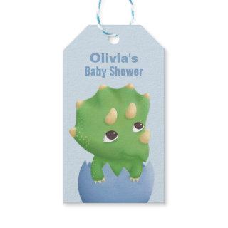 Triceratops in Egg Dinosaur Baby Shower Gift Tag