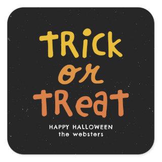 Trick or treat cute fun personalized Halloween Square Sticker