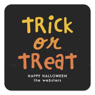 Trick or treat cute fun personalized Halloween Square Sticker