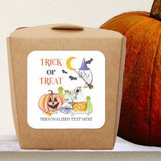 Trick or Treat Halloween Party Favor Square Sticker