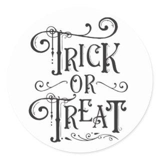 Trick or Treat Vintage Typography Type Halloween Classic Round Sticker