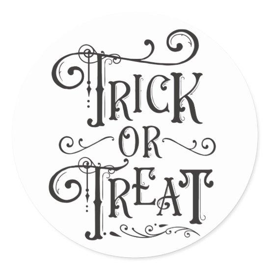 Trick or Treat Vintage Typography Type Halloween Classic Round Sticker