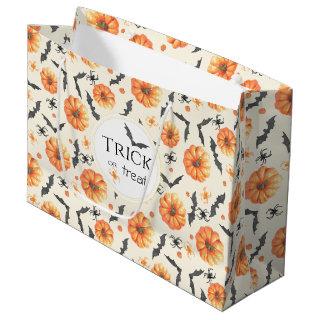 Trick or Treat Watercolor Halloween Pattern Large Gift Bag