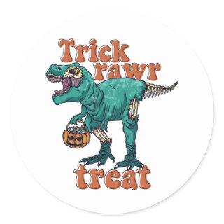 Trick Rawr Treat Zombie T Rex Halloween Dinosaur Classic Round Sticker