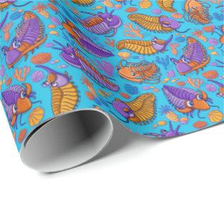 Trilobites on light blue background (kids pattern)