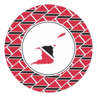 TRINIDAD TOBAGO FLAG Trini Map Stylish Patriotic Classic Round Sticker