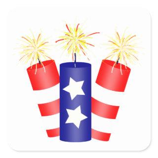 Trio of Firecrackers for the 4th of July Square Sticker