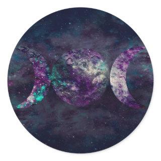 Triple Moon Goddess Luna Universe Party Classic Round Sticker