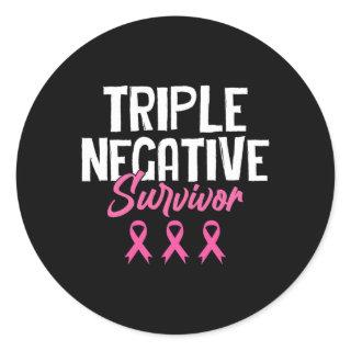 Triple Negative Survivor Breast Cancer Awareness P Classic Round Sticker