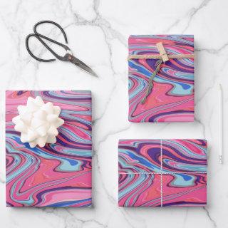 Trippy Abstract Marbled Art in Blue and Pink   Sheets