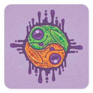 Trippy Drippy Frog Yin Yang Square Sticker