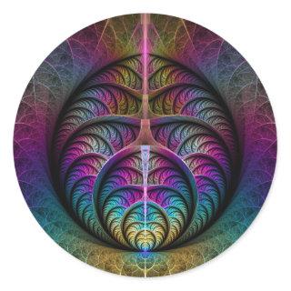 Trippy Patterned Colorful Abstract Fractal Art Classic Round Sticker