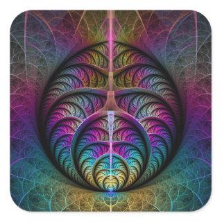 Trippy Patterned Colorful Abstract Fractal Art Square Sticker