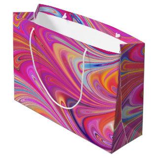 Trippy Pink and Orange Swirly Design Large Gift Bag
