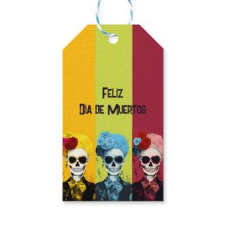 Triptych of Dia de Muertos Calavera Catrina Gift Tags