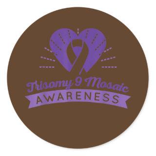 Trisomy 9 Awareness Day Purple Ribbon Mom Dad Classic Round Sticker
