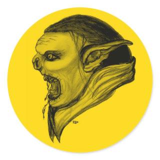 Troll schwarz gelb design classic round sticker