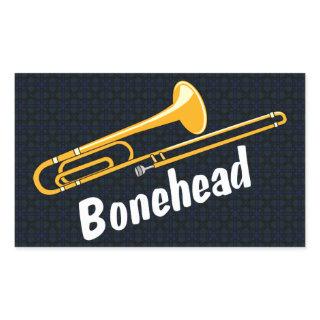Trombone Bonehead White Text Rectangular Sticker