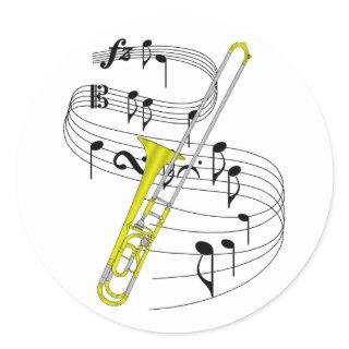 Trombone Classic Round Sticker