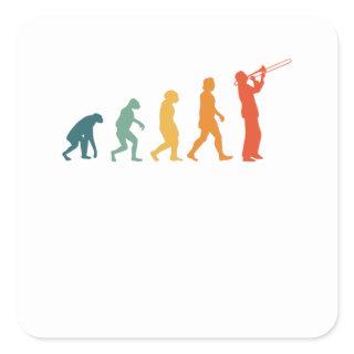 Trombone Evolution Retro Concert Band Trombonist Square Sticker