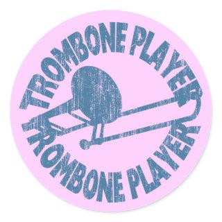 Trombone Player Classic Round Sticker