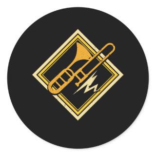 Trombone Vintage Classic Round Sticker