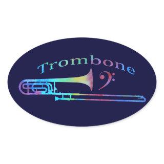 Trombone with Bass Clef Oval Sticker