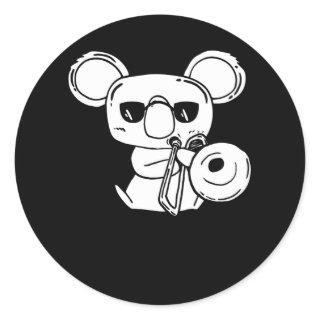 Trombonist Trombone Player Koala With Trombone Classic Round Sticker