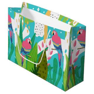 Tropical birds and flowers large gift bag