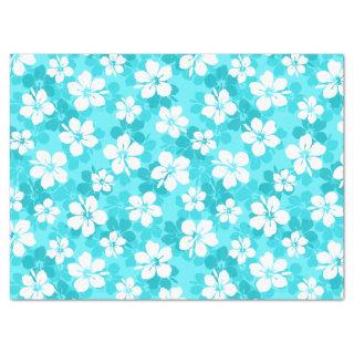 Tropical Blue White Hibiscus Flowers Pattern Tissue Paper